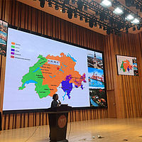 Big B.H.M.S. presentation in auditorium in Fuzhou, China