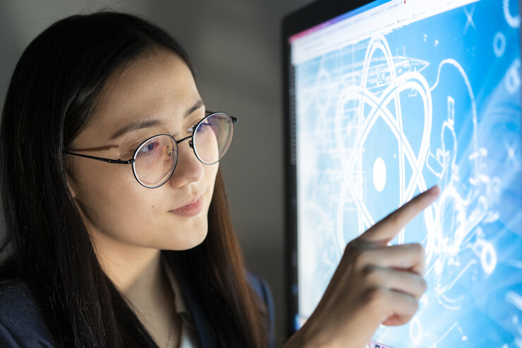 Student learning about cybersecurity
